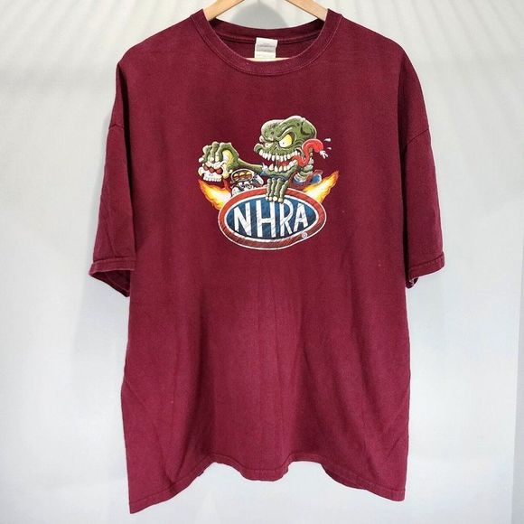 NHRA Other - NHRA Addicted To The Nitro Racing Shirt Maroon Official Double Sided Og Size 2XL